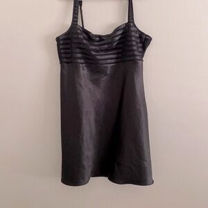 Linea Donetella black satin & mesh slip dress